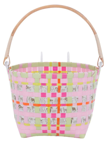 Overbeck and Friends Fietsmand "Emilia" lichtroze/roze - (B)17 x (H)14 x (D)17 cm