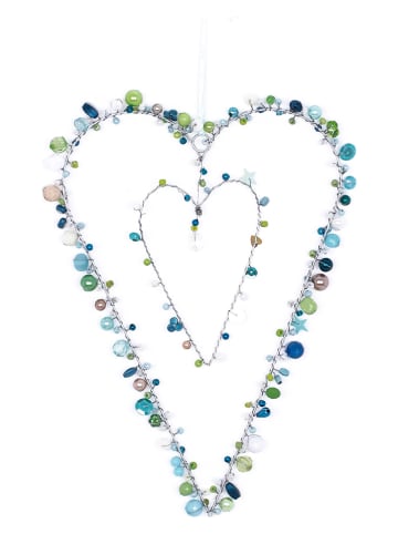 Overbeck and Friends Decoratieve hanger "Heart" blauw - (B)18 x (H)24 cm