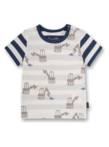 Sanetta Kidswear Koszulka "Little Builder" w kolorze kremowo-granatowym