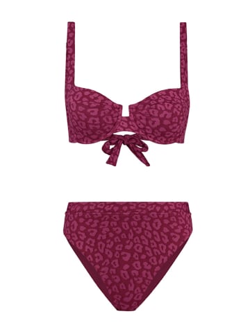 SHIWI Bikini "Diasy" w kolorze burgundowym ze wzorem