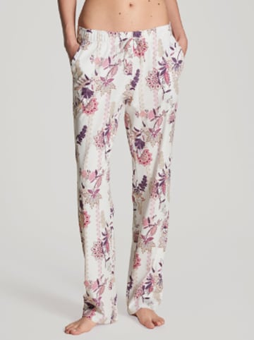 Calida Spodnie piżamowe w kolorze biało-jasnoróżowym