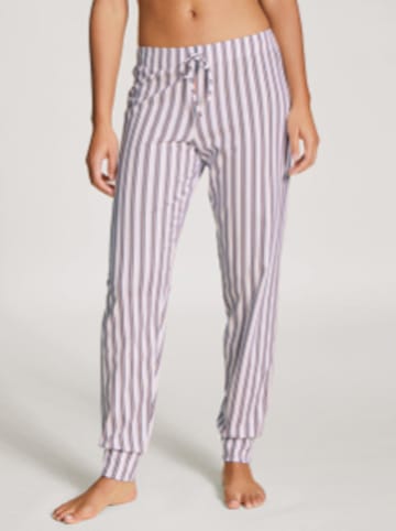 Calida Spodnie piżamowe w kolorze jasnoróżowo-białym