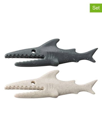 koziol 20-delige set: klemmen "Sharky" beige/antraciet