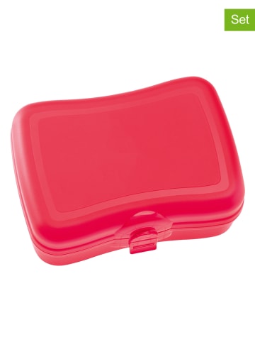 koziol 2-delige set: lunchboxen "Basic" rood - (L)7,3 x (B)7,3 x (H)7,5 cm