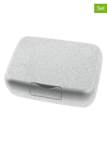 koziol 2er-Set: Lunchbox "Candy L" in Grau - (L)7,4 x (B)7,4 x (H)21,7 cm