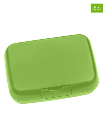 koziol 2-delige set: lunchboxen "Candy L" groen - (L)7,4 x (B)7,4 x (H)21,7 cm