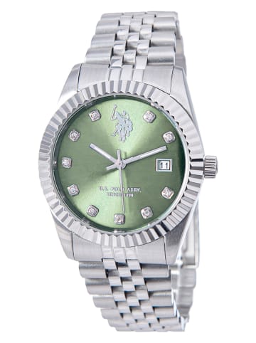 U.S. Polo Assn. Zegarek kwarcowy w kolorze srebrno-zielonym