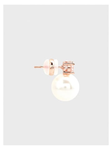 U.S. Polo Assn. Rosévergold. Ohrstecker mit Kristallen und Perlen
