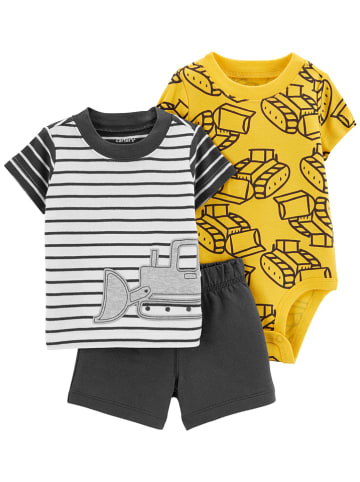 carter's 3-delige outfit antraciet/geel