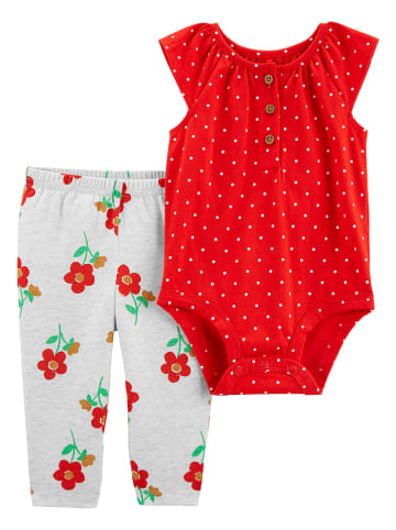 Carter's 2-delige outfit rood/grijs