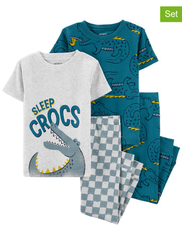 carter's 2er-Set: Pyjamas in Grau/ Blau