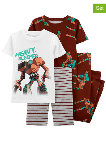 carter's 2er-Set: Pyjamas in Weiß/ Braun
