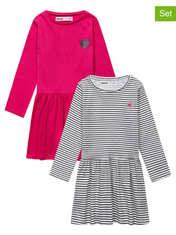 Minoti 2-delige set: jurken roze/wit/zwart
