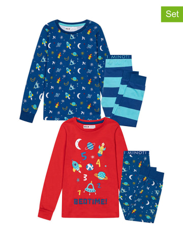 Minoti 2-delige set: pyjama's rood/blauw/meerkleurig