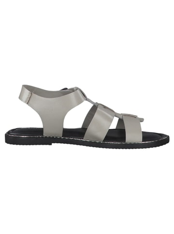 S. Oliver Leren sandalen grijs/zwart