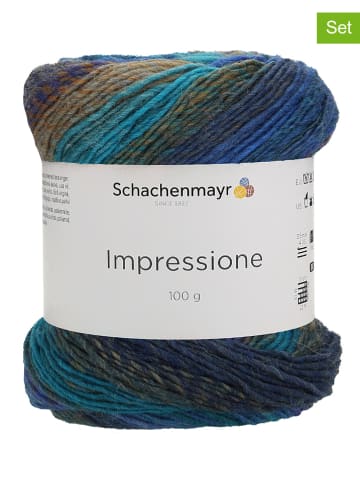Schachenmayr since 1822 5er-Set: Wollgarne "Impressione" in Blau/ Braun - 5x 100 g