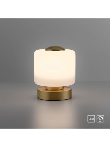 LeuchtenDirekt Lampa stołowa LED "Bota" w kolorze złoto-kremowym - 12 x 15 x 12 cm