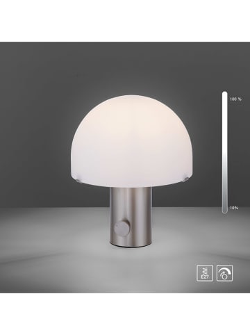 LeuchtenDirekt Tafellamp "Dipper" zilverkleurig/wit - (B)23 x (H)29 cm