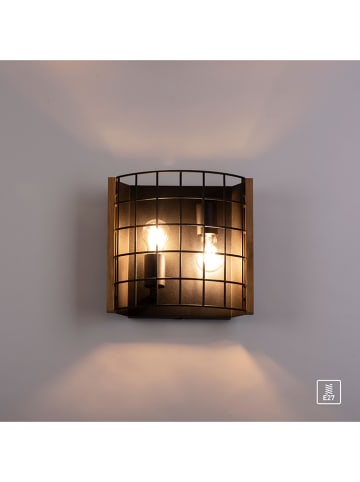 JUST LIGHT. Lampa ścienna "Drain" w kolorze jasnobrązowo-czarnym - 30 x 28 x 15 cm