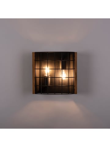 JUST LIGHT. Wandlamp "Drain" zwart/lichtbruin - (B)30 x (H)28 x (D)15 cm