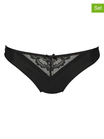Hunkemöller Stringi (3 pary) w kolorze czarnym i błękitnym