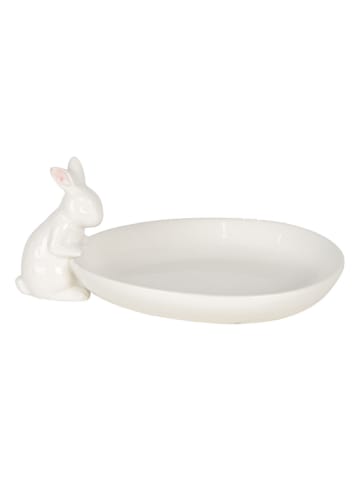 Clayre & Eef Dekoschale "Kaninchen" in Weiß -  (B)20 x (H)8 x (T)13 cm
