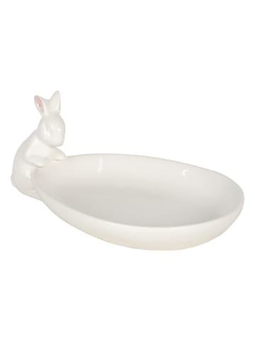 Clayre & Eef Decoratieve schaal "Konijn" wit - (B)20 x (H)8 x (D)13 cm