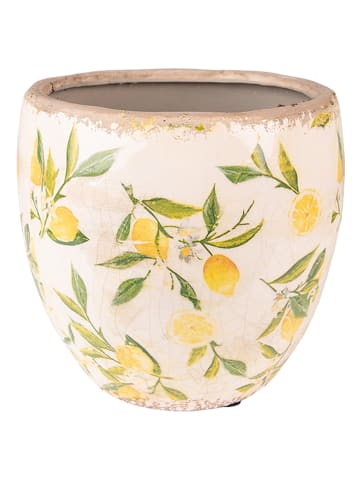 Clayre & Eef Doniczka w kolorze żółto-białym - wys. 12 x Ø 13 cm