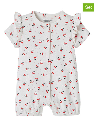 vertbaudet 2-delige set: jumpsuits wit/donkerblauw