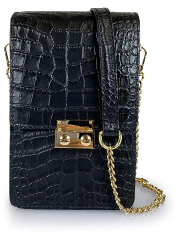 Lia Biassoni Leder-Handytasche in Schwarz - (B)13 x (H)22 x (T)8 cm