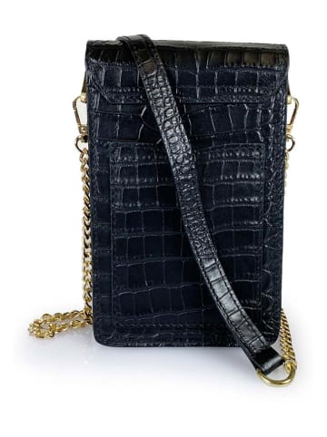 Lia Biassoni Leder-Handytasche in Schwarz - (B)13 x (H)22 x (T)8 cm