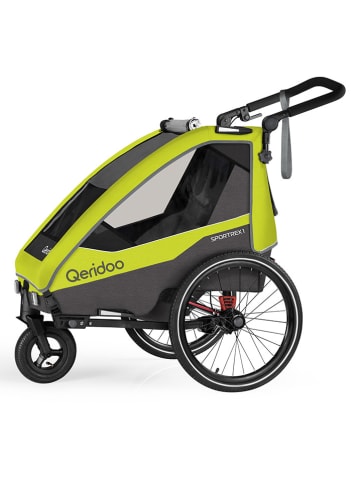 Qeridoo 3in1-Fahrradanhänger "SPR1" in Grau/ Grün
