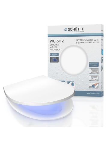 Schütte Wolnoopadająca deska WC LED w kolorze białym