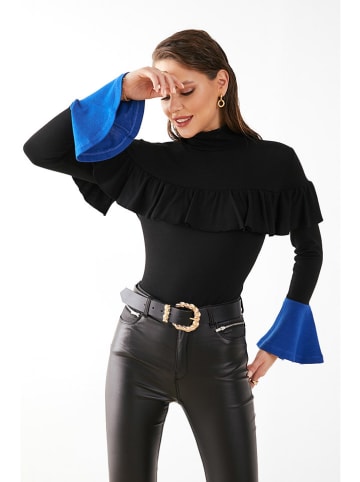 Milan Kiss Bluse in Schwarz/ Blau