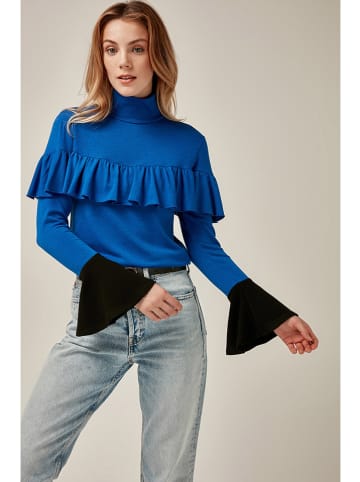 Milan Kiss Bluse in Schwarz/ Blau