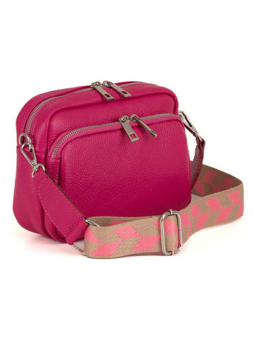 Anna Morellini Leder-Umhängetasche "Erminia" in Pink - (B)22 x (H)17 x (T)9 cm