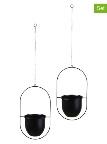 Lifa Living 2-delige set: hangende bloempotten "Liv" zwart - (B)21 x (H)38 x (D)15 cm