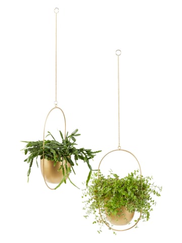 Lifa Living 2er-Set: Hängetöpfe "Liv" in Gold - (B)21 x (H)38 x (T)15 cm
