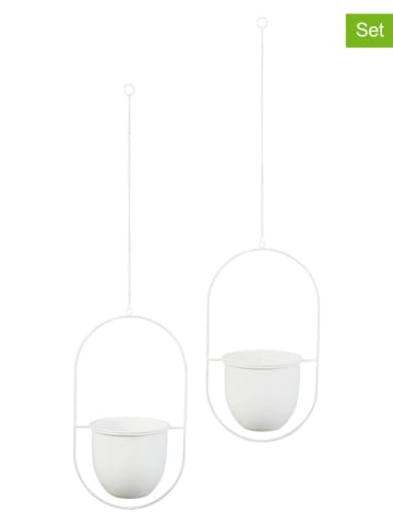 Lifa Living Doniczki wiszące (2 szt.) "Liv" w kolorze białym - 21 x 38 x 15 cm