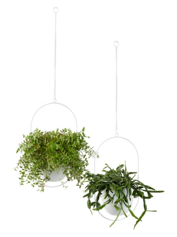 Lifa Living Doniczki wiszące (2 szt.) "Liv" w kolorze białym - 21 x 38 x 15 cm
