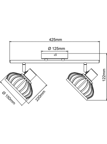 Brilliant Deckenleuchte "Norah" in Beige/ Schwarz - (L)42,5 x (B)12 cm