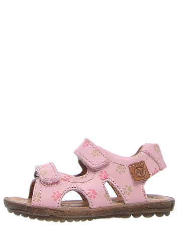 Naturino Skórzane sandały w kolorze różowym ze wzorem