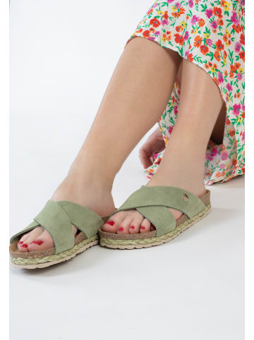 Sunbay Leren slippers "Broome" lichtgroen