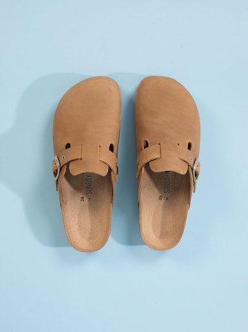 Sunbay LEDER-Clogs "Molky" in Hellbraun