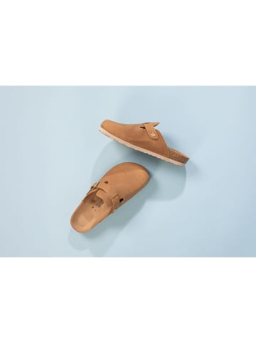 Sunbay LEDER-Clogs "Molky" in Hellbraun