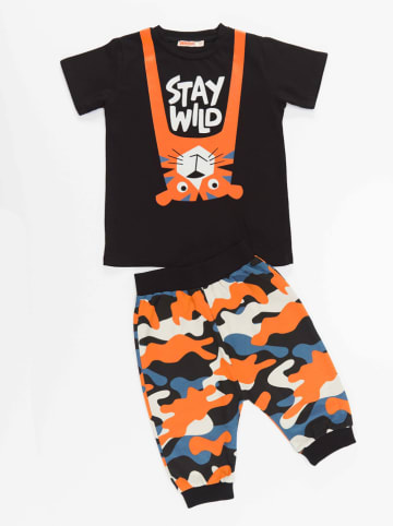 Denokids 2-delige outfit "Stay Wild" zwart/meerkleurig