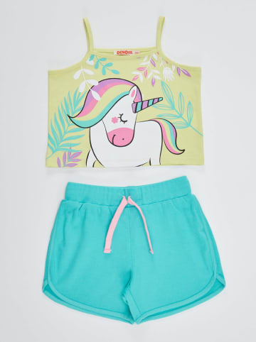 Denokids 2tlg. Outfit "Unicorn Jungle" in Hellgrün/ Türkis