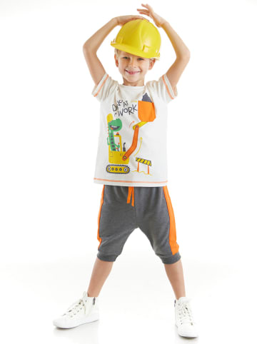 Denokids 2-delige outfit "Dino At Work" wit/grijs