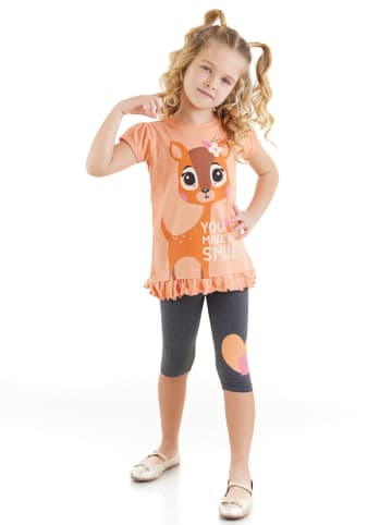 Denokids 2-delige outfit "Cute Gazelle" abrikooskleurig/grijs