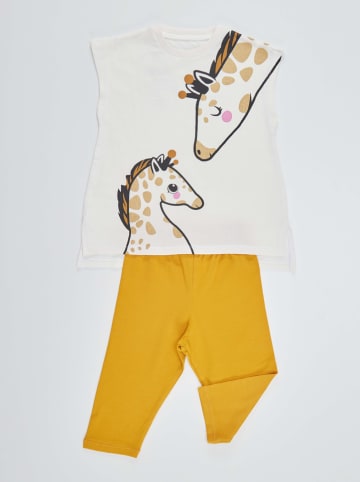 Denokids 2-delige outfit "Giraffe" wit/geel